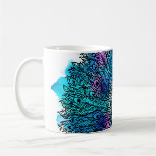 Mooie hand getrokken Peacock-vogel bestaat uit vee Koffiemok