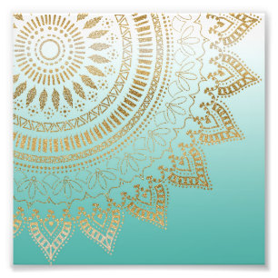 Mooie hand getrokken stammenmandala elegant foto afdruk