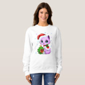 Mooie hand met kerstkat voor dames trui (Voorkant volledig)
