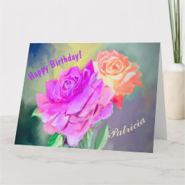 Mooie handbeschilderde rozen voor speciale gelegen kaart