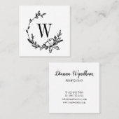 Mooie handdragende bloem, groot monogram vierkante visitekaartje (Voorkant / Achterkant)
