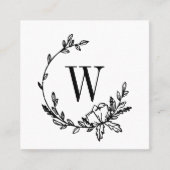Mooie handdragende bloem, groot monogram vierkante visitekaartje (Voorkant)