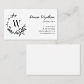 Mooie handdragende bloem, groot monogram visitekaartje (Voorkant / Achterkant)
