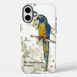 Mooie handgeschilderde bedreigde vogel (Macaw) iPhone 16 Plus Hoesje