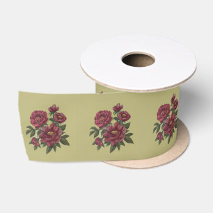 Mooie, handgeschilderde bloemenspuit satijnen lint