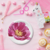 Mooie handgeschilderde pioenroos roze papieren bordje (Feest)