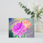 Mooie handgeschilderde rozen voor speciale gelegen briefkaart (Staand voorkant)