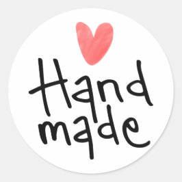 Mooie Handgeschreven Handgemaakte Rode Hart Ronde Sticker