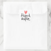 Mooie Handgeschreven Handgemaakte Rode Hart Vierkante Sticker (Tas)