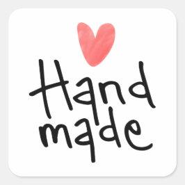 Mooie Handgeschreven Handgemaakte Rode Hart Vierkante Sticker