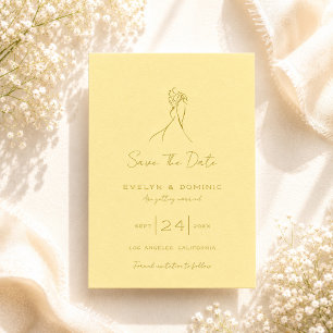 Mooie Handgetekende Boter Gele Trouwdag Save The Date