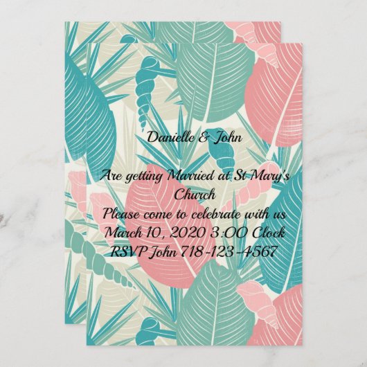 Mooie handgetekende handpalm leves Wedding Kaart (Voorkant / Achterkant)