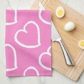 Mooie handgetekende hartjes ontworpen in het wit o theedoek (Quarter Fold)