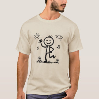 Mooie handgetekende stickfigure-sticker t-shirt