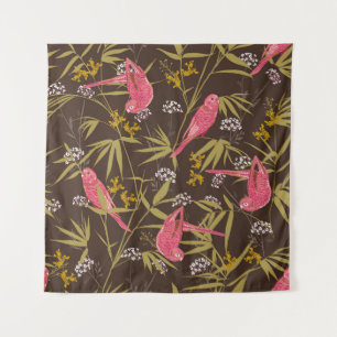 Mooie handschildervogels in het bos van Bamboo Wandkleed