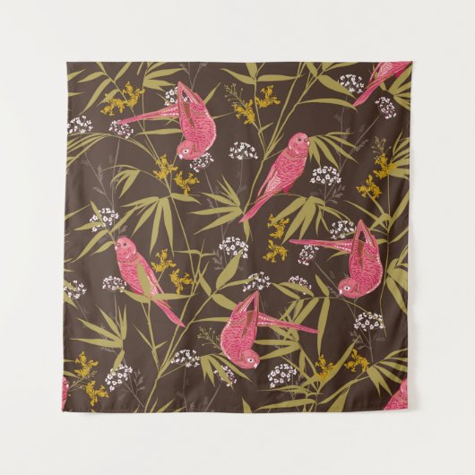 Mooie handschildervogels in het bos van Bamboo Wandkleed (Voorkant)