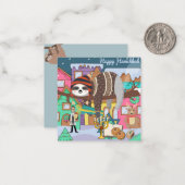 Mooie Hanukkah Luiaard Wenskaart Notitiekaartje (Voorkant / Achterkant in situ)