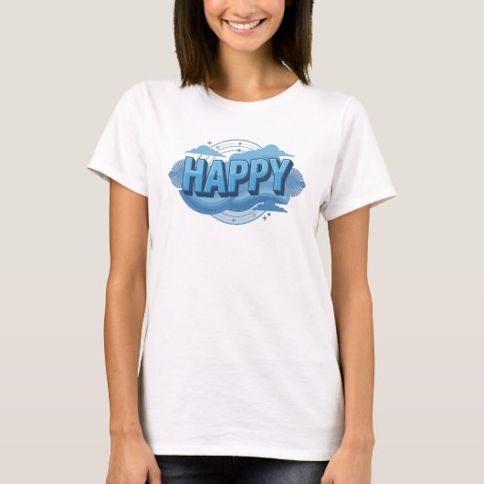 Mooie HAPPY 2D Ontwerper Grafisch T-shirt (Voorkant)
