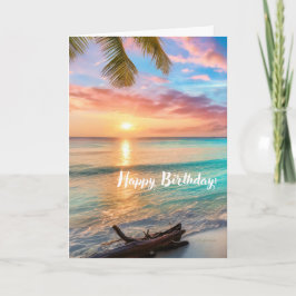 Mooie Happy Birthday, Ocean Uitzicht Sunset Kaart