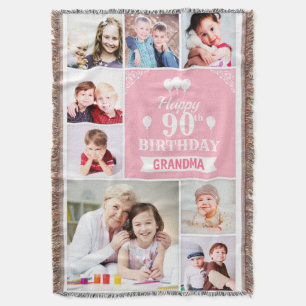 Mooie Happy Birthday Photo Blanket for Grandma Deken