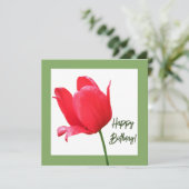 Mooie Happy Birthday  rode tulpenbloem Kaart (Staand voorkant)