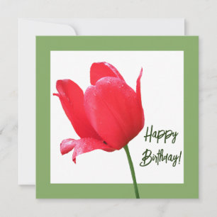 Mooie Happy Birthday rode tulpenbloem Kaart