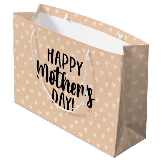 Mooie Happy Moederdag Hearts Gift Bag Groot Cadeauzakje (Achterkant Gekanteld)