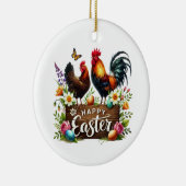 Mooie Happy Pasen aanpasbare Haan Keramisch Ornament (Rechts)