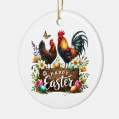 Mooie Happy Pasen aanpasbare Haan Keramisch Ornament (Links)