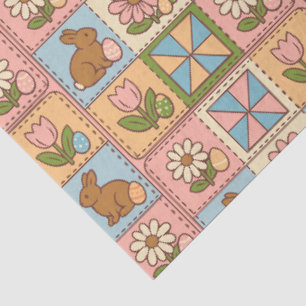 Mooie Happy Pasen Konijn Quilt Patroon Tissuepapier