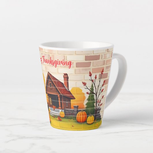 Mooie Happy Thanksgiving Herfst Latte Mok (Rechterhoek)