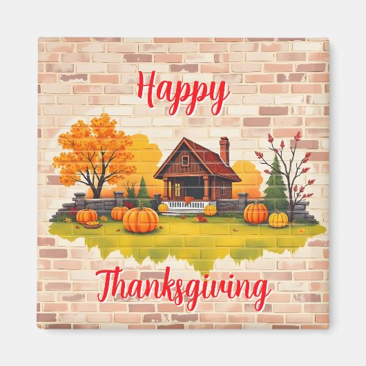 Mooie Happy Thanksgiving Herfst Magneet (Voorkant)
