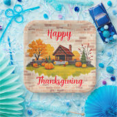 Mooie Happy Thanksgiving Herfst Papieren Bordje (Feest)