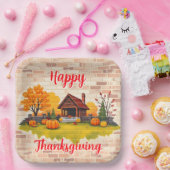 Mooie Happy Thanksgiving Herfst Papieren Bordje (Feest)