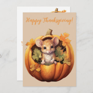 Mooie Happy Thanksgiving Mouse Waterverf Kaarten