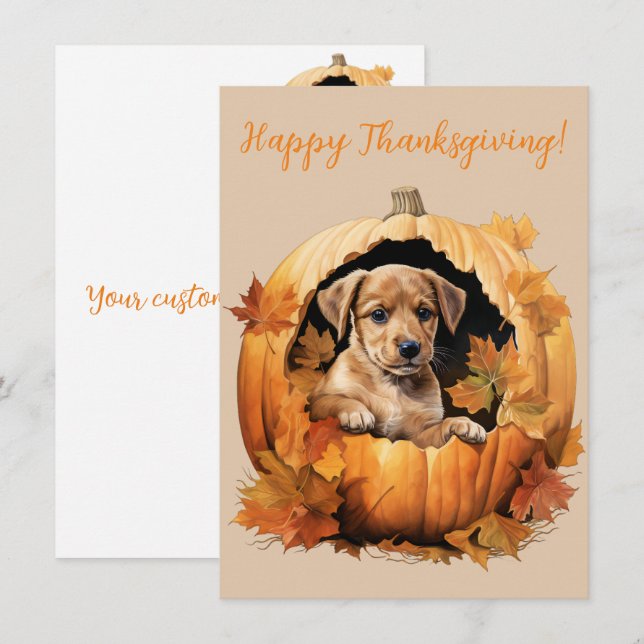 Mooie Happy Thanksgiving Puppy Waterverf Kaarten (Voorkant / Achterkant)