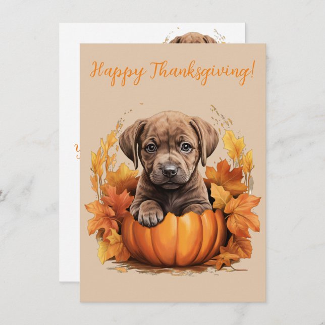Mooie Happy Thanksgiving Puppy Waterverf Kaarten (Voorkant / Achterkant)