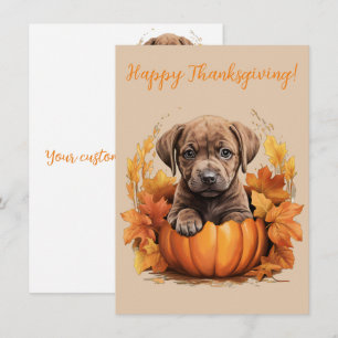 Mooie Happy Thanksgiving Puppy Waterverf Kaarten