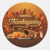 Mooie Happy Thanksgiving Ronde Sticker (Voorkant)