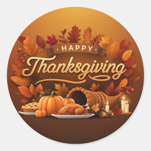 Mooie Happy Thanksgiving Ronde Sticker (Voorkant)