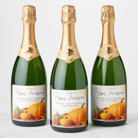 Mooie Happy Thanksgiving Zaken Sparkling Wijnetiket (Flessen)