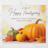 Mooie Happy Thanksgiving Zaken Sparkling Wijnetiket (Enkel label)