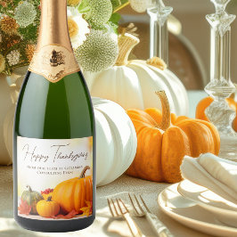 Mooie Happy Thanksgiving  Zaken Sparkling Wijnetiket