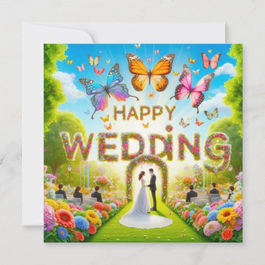 Mooie Happy Wedding Wenskaarten Kaart (Voorkant)