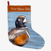 Mooie Harlequin Duck aan het strand Grote Kerstsok (Voorkant)