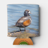 Mooie Harlequin Duck op de Rock Blikjeskoeler (Achterkant)