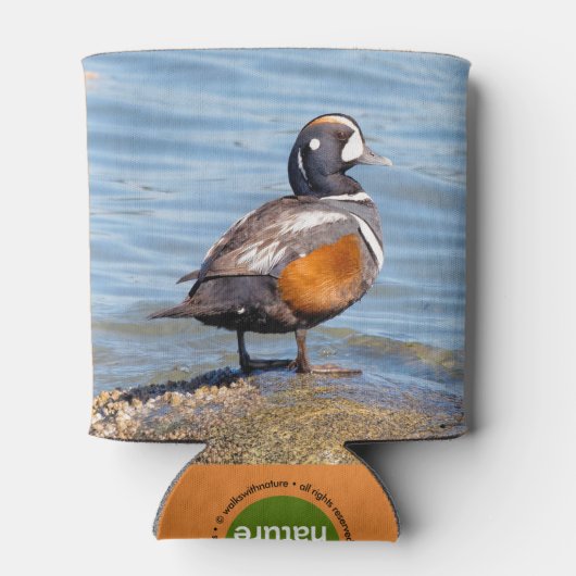 Mooie Harlequin Duck op de Rock Blikjeskoeler (Achterkant)