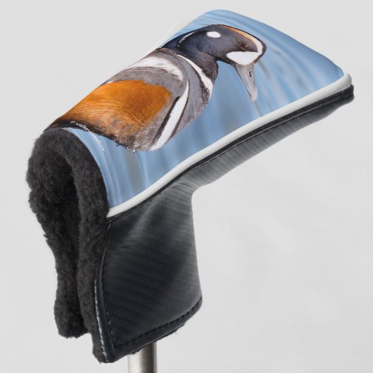 Mooie Harlequin Duck op de Rock Golfheadcover (3/4 voorkant)