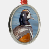 Mooie Harlequin Duck op de Rock Metalen Ornament (Rechts)