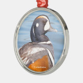 Mooie Harlequin Duck op de Rock Metalen Ornament (Links)